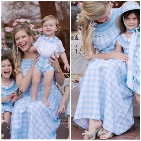 Dondolo x LoveShackFancy Daisy Love Floral Midi Dress Blue - Picture 3 of 10